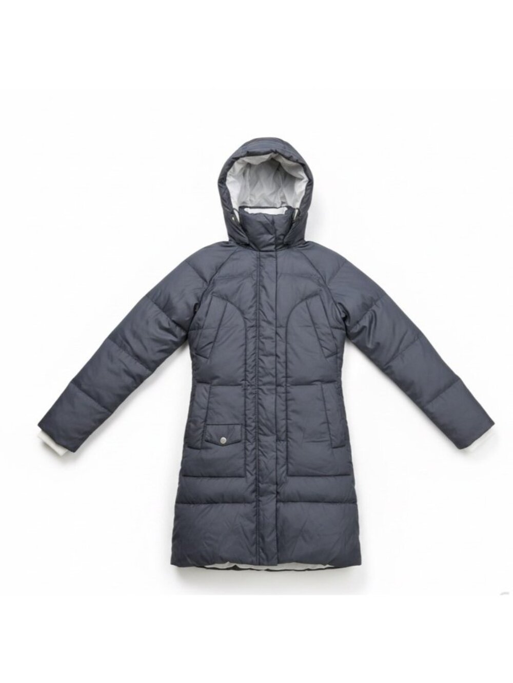 United Colors Of Benetton Womens Navy Nylon Down Hooded Puffer Jacket Size XS